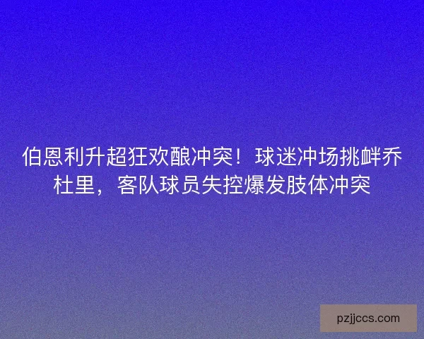 伯恩利升超狂欢酿冲突！球迷冲场挑衅乔杜里，客队球员失控爆发肢体冲突